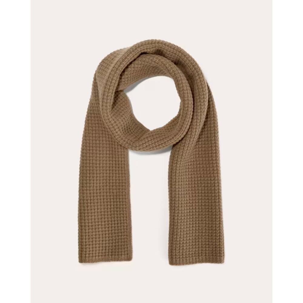 NWT EVERLANE The Waffle Scarf Tan Camel Unisex 100% Wool